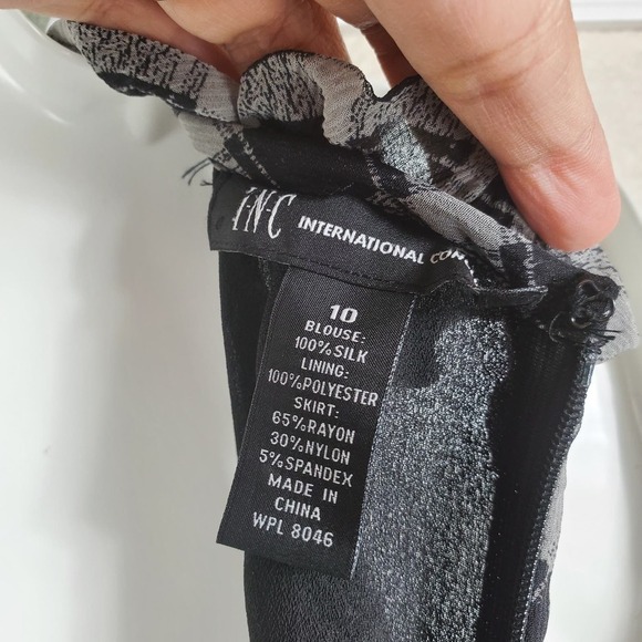 INC Silk Ruffled Halter Neckline Belted Mini Pencil Black Women Dress Size 10 - Picture 7 of 9